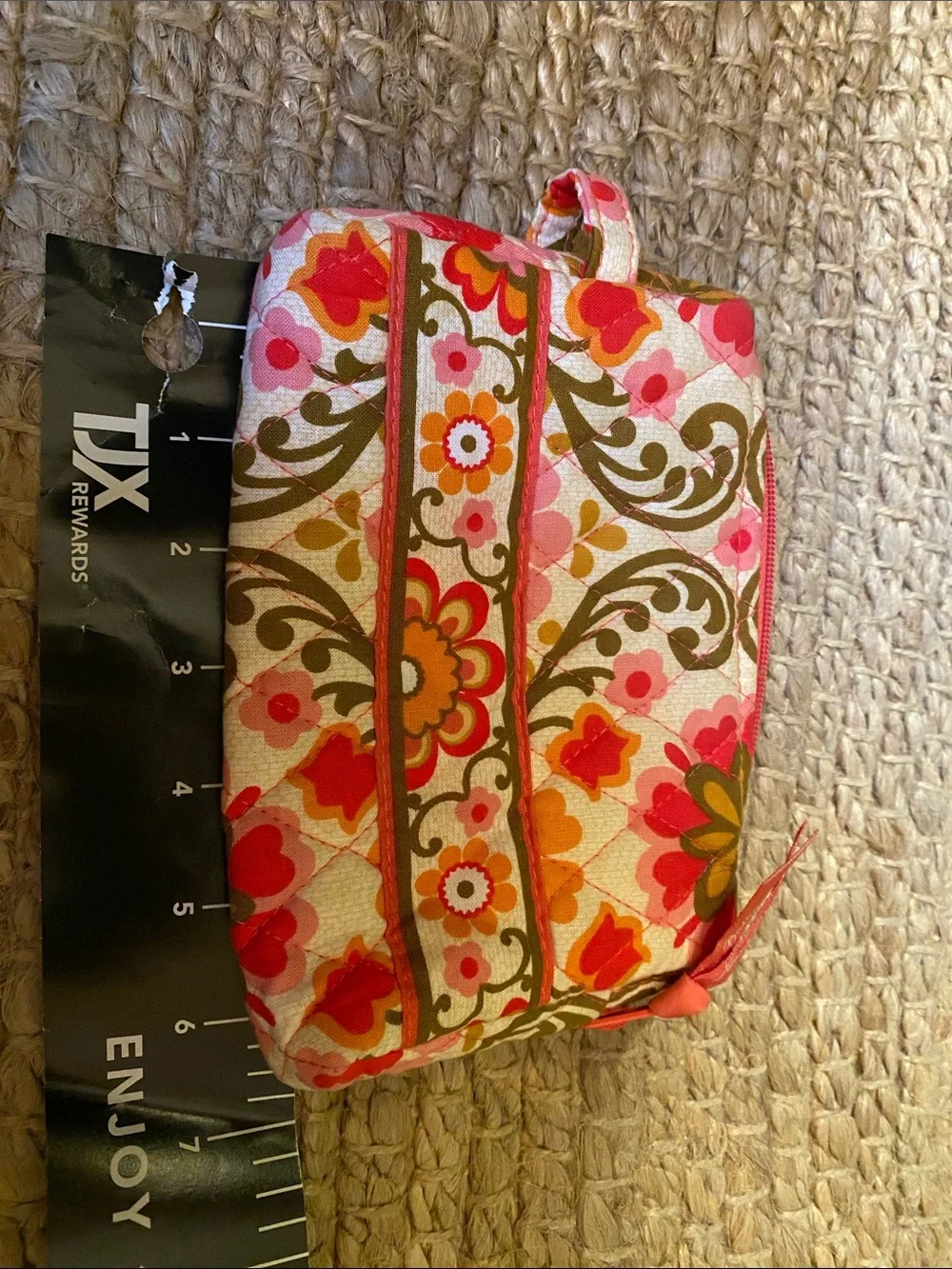 Vera Bradley Quilted Floral Cosmetic Pouch - Pink Orange Green